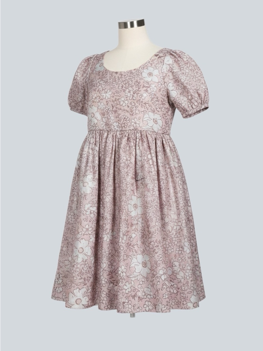 Noralee Girls' Puff-Sleeve Floral Dress silk